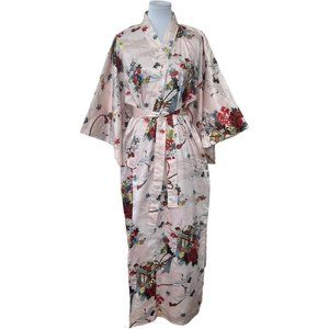 Vintage Ichi Ban Kimono Made In Japan Womens OS Crain Floral Roses Cotton Kaftan